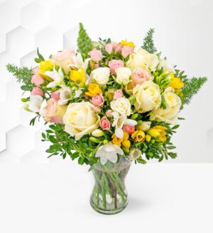 Rose and Freesia - Free Chocs - Flower Delivery - Next Day Flower Delivery - Birthday Flowers - Flowers By Post